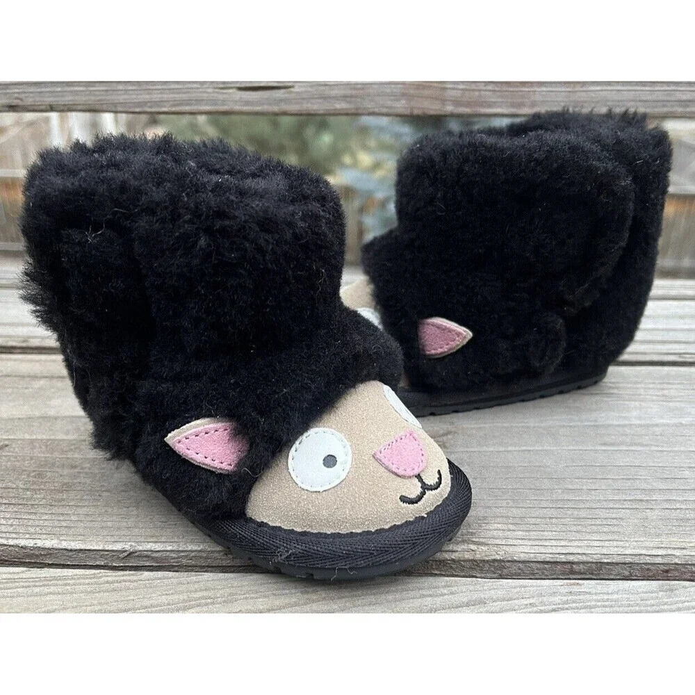 Nice! EMU Australia Lamb Walker Infant 6-12 Month Merino Wool Boots - Black